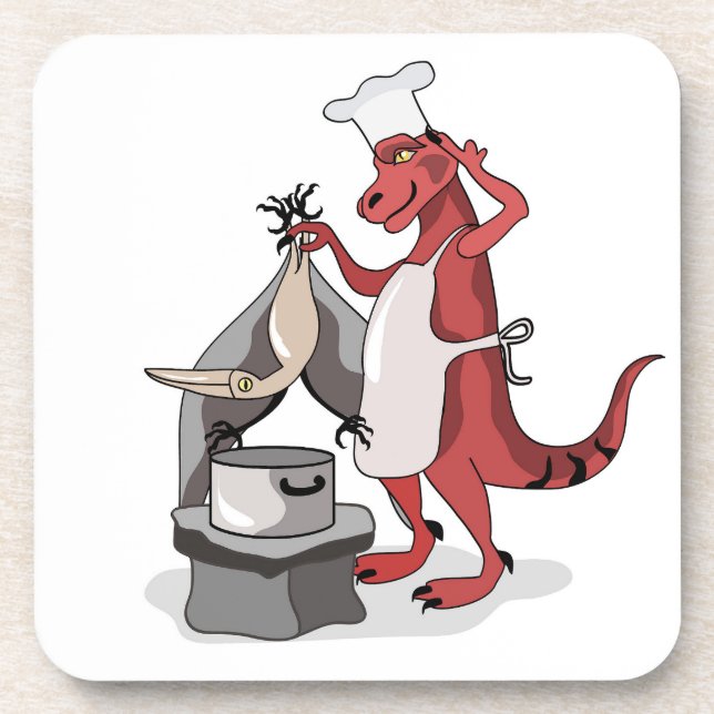 Posavasos Ilustracion De La Cocina De Un Chef Rex Tirrannosa (Frente)