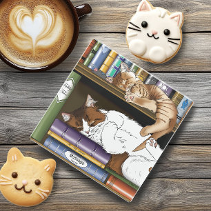 Posavasos Ilustración de librería de gatos durmiendo acogedo