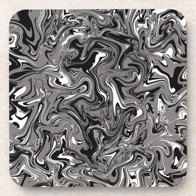 Posavasos Ilustracion de mármol abstracto negro (Frente)