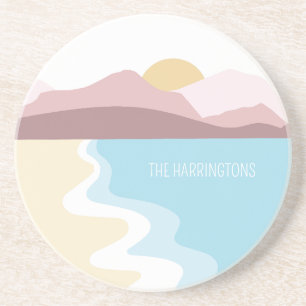 Posavasos Ilustracion de naturaleza de nombre personalizado