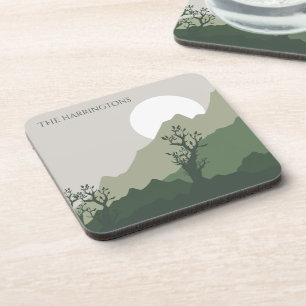 Posavasos Ilustracion de naturaleza de nombre personalizado