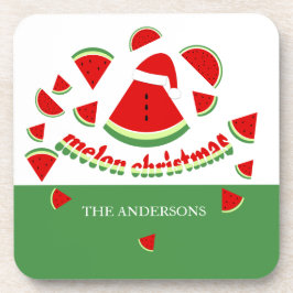 Posavasos Ilustración de Navidad Feliz de Melón Adorable