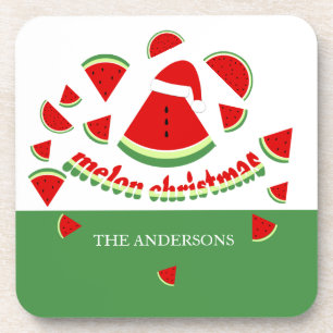 Posavasos Ilustración de Navidad Feliz de Melón Adorable