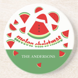 Posavasos Ilustración de Navidad Feliz de Melón Adorable
