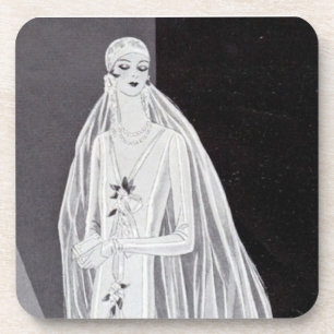 Posavasos Ilustración de novia flapper elegante Art Déco