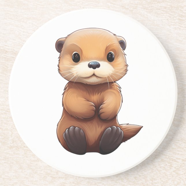 Posavasos ilustracion de nutria personalizado (Frente)