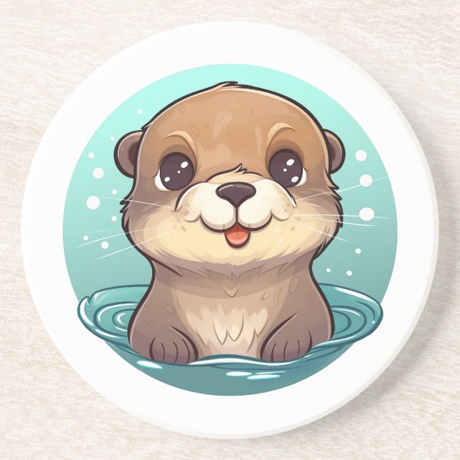 Posavasos ilustracion de nutria personalizado (Frente)