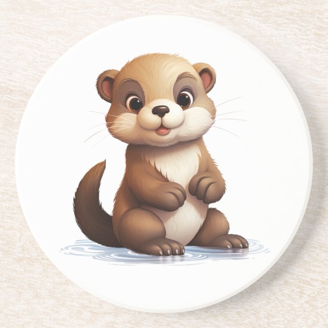 Posavasos ilustracion de nutria personalizado (Frente)