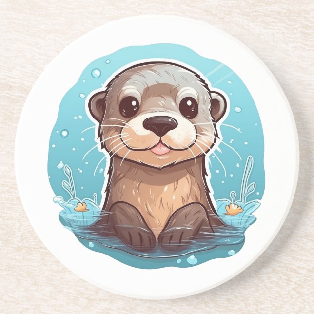 Posavasos ilustracion de nutria personalizado (Frente)