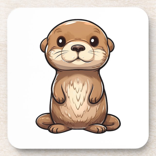Posavasos ilustracion de nutria personalizado (Frente)