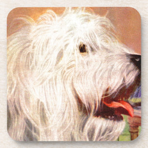 Posavasos ilustracion de perro pastelero inglés de los años