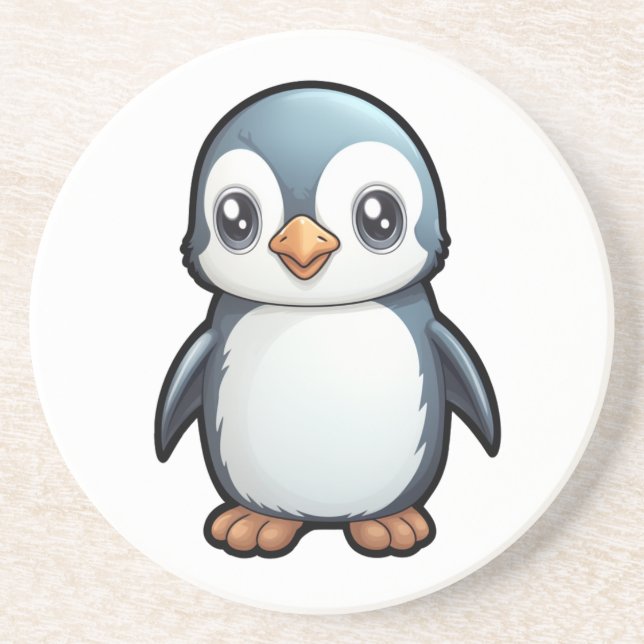 Posavasos ilustracion de pingüino personalizado (Frente)