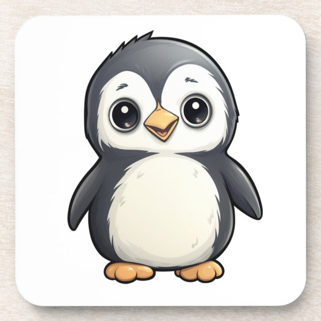 Posavasos ilustracion de pingüino personalizado (Frente)