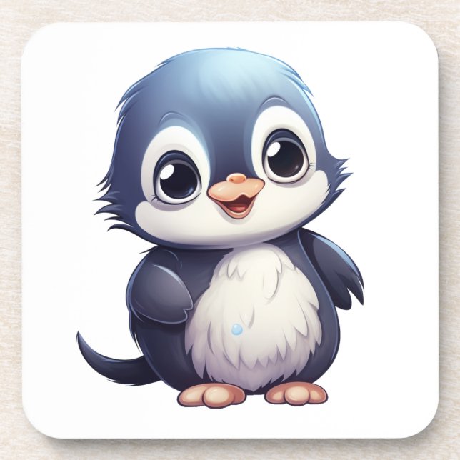 Posavasos ilustracion de pingüino personalizado (Frente)
