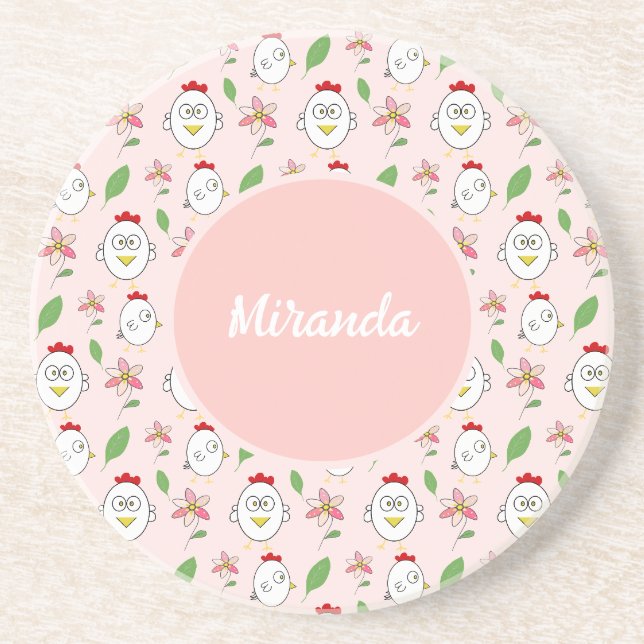 Posavasos Ilustracion de pollo Personalizado (Frente)
