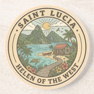 Posavasos Ilustración de Santa Lucía Badge de Arte de Viaje