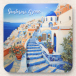 Posavasos Ilustracion de Santorini | Arte de viajes<br><div class="desc">Ilustracion de Santorini | Pascua de arte de viajes. Personaliza con tu propio texto. Este es otro 100% original de Diseños de Hámster de Amueblado.</div>