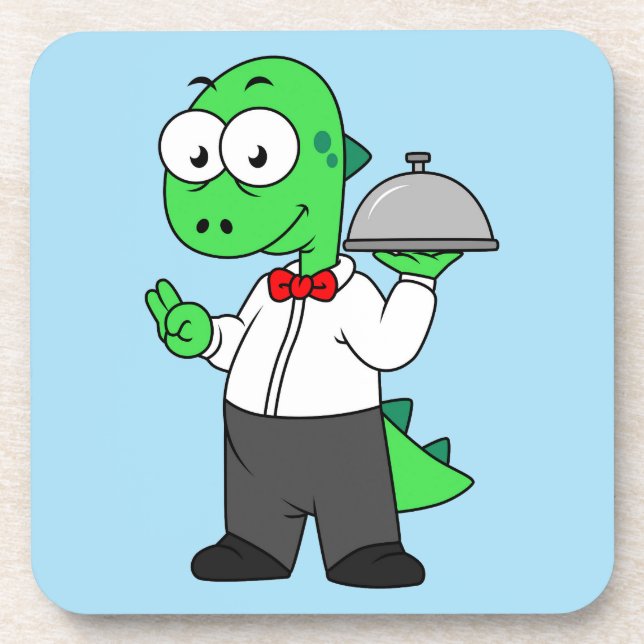 Posavasos Ilustracion De Un Agujero De Comida Tirrannosaurus (Frente)