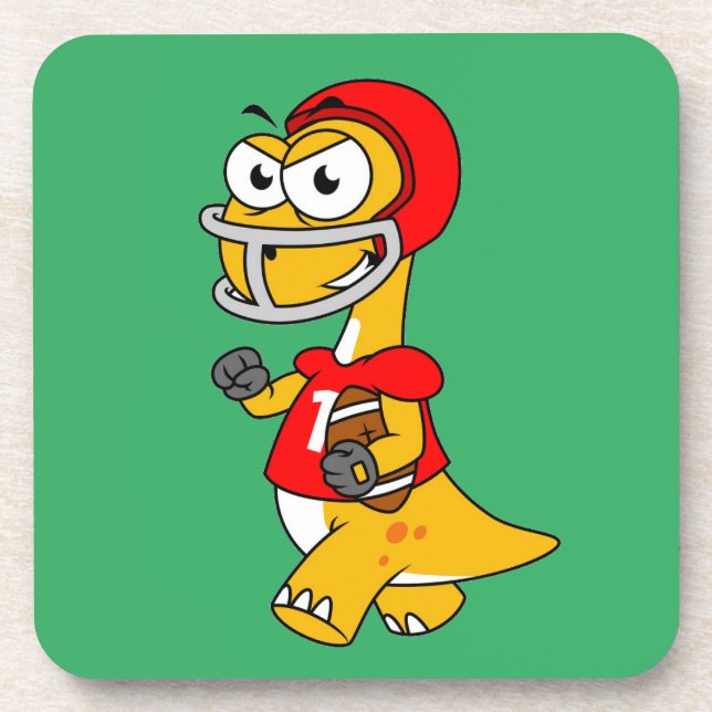 Posavasos Ilustracion De Un Brontosauro Jugando Fútbol. (Frente)