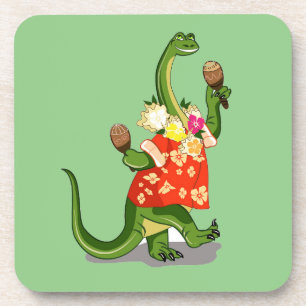 Posavasos Ilustracion De Un Brontosauro Tocando Maracas.