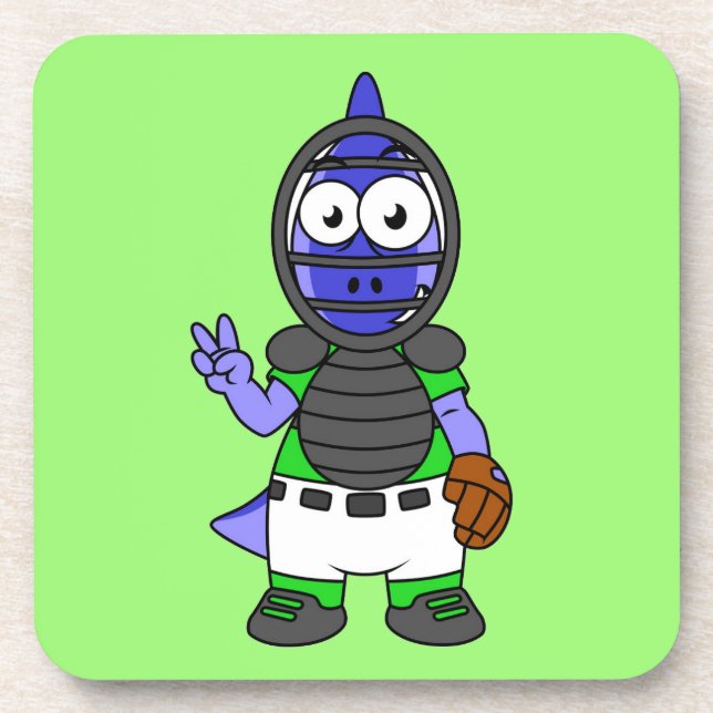 Posavasos Ilustracion De Un Catcher De Béisbol Parasauroloph (Frente)