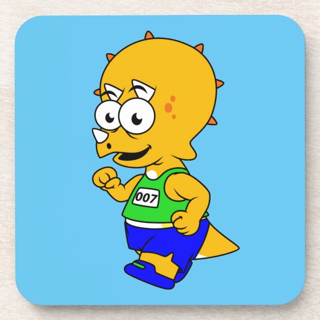 Posavasos Ilustracion De Un Corredor De Triceratops. (Frente)