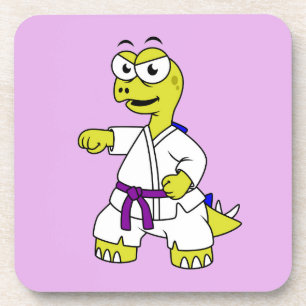 Posavasos Ilustracion De Un Estegosaurio Practicando El Kara