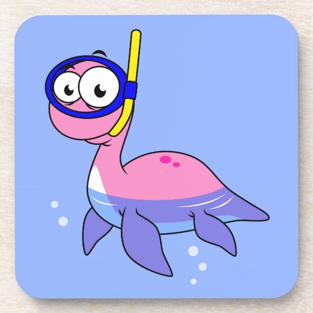 Posavasos Ilustracion De Un Monstruo De Buceo De Loch Ness. (Frente)