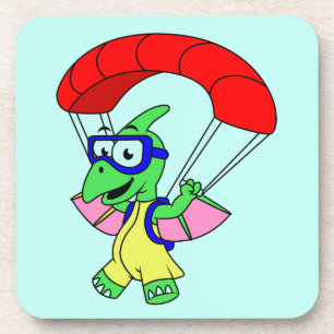Posavasos Ilustracion De Un Paracaidismo Pterodáctilo.