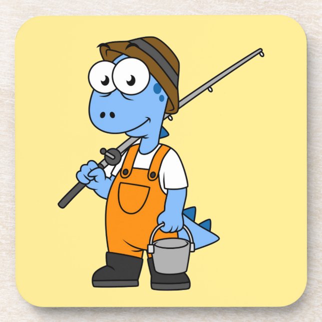 Posavasos Ilustracion De Un Pescador Allosauro. (Frente)