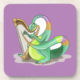 Posavasos Ilustracion De Un Plateosaurio Que Juega El Arpa.