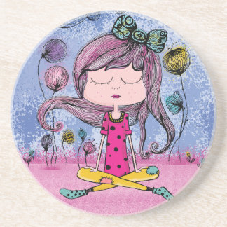 Posavasos Ilustración de yoga de niña linda