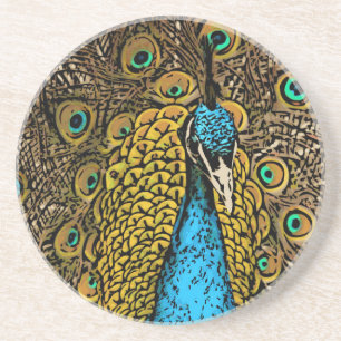 Posavasos Ilustracion del esplendor del pavo real