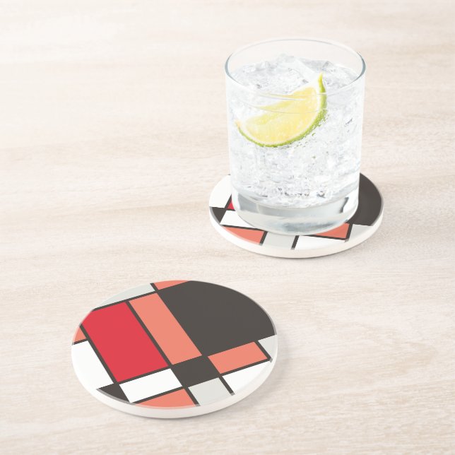 Posavasos Ilustracion del estilo de Mondrian (Lado)