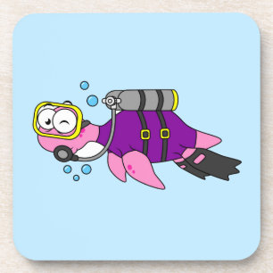 Posavasos Ilustracion Del Monstruo De Loch Ness Scuba Buver.