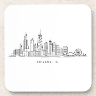 Posavasos Ilustración del paisaje urbano de la ciudad de Chi