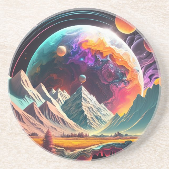Posavasos Ilustracion del planeta alienígena (Frente)