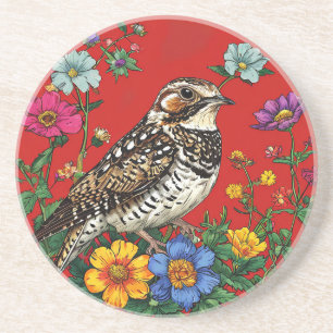 Posavasos Ilustración detallada de un pájaro zorzal
