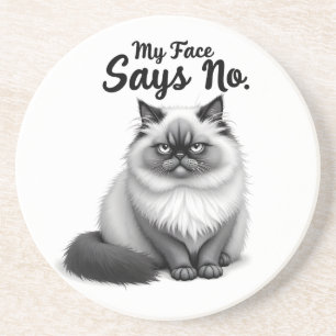 Posavasos Ilustración Divertida de Cara de Gato – Arte de Ga