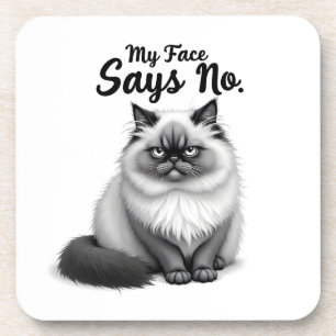 Posavasos Ilustración Divertida de Cara de Gato – Arte de Ga