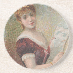 Posavasos Ilustración elegante de San Valentín antigua, 1890