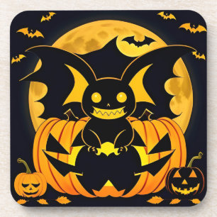Posavasos Ilustración espeluznante de Halloween con murciéla