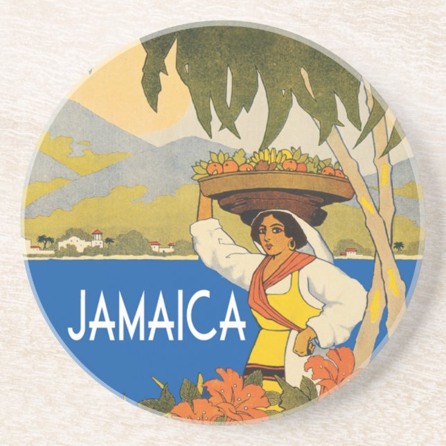 Posavasos Ilustracion estilo viaje vintage de Jamaica (Frente)