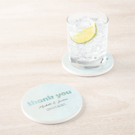 Posavasos Ilustracion floral de color azul artístico