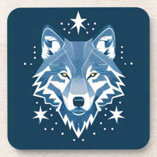 Posavasos Ilustración geométrica de lobo