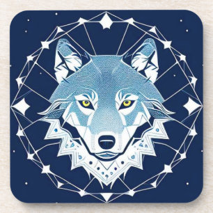Posavasos Ilustración geométrica de un lobo
