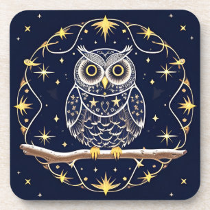 Posavasos Ilustración Intrincada de Búho Nocturno