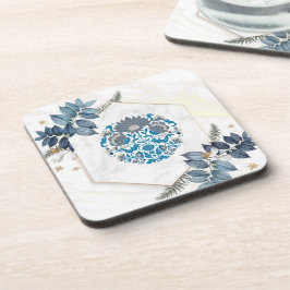 Posavasos Ilustracion Mandala, arte gráfico Verde azulado fl