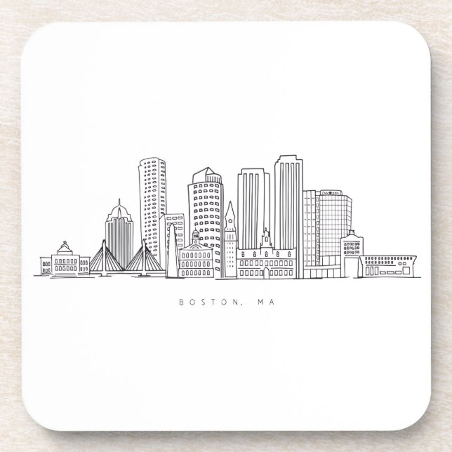 Posavasos Ilustracion minimalista de la ciudad de Boston (Frente)