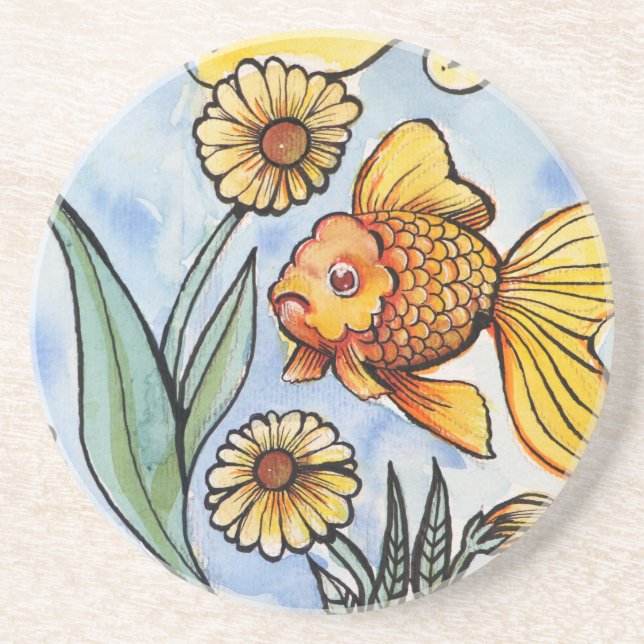 Posavasos Ilustracion Oranda Fancy Goldfish (Frente)